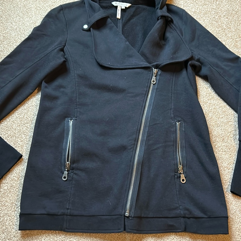 Bcbgeneration Black Angled Zipper Sweatshirt Jack… - image 2